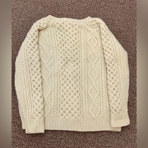 Vtg Men's Unisex L/XL Hand Knit 100% Wool Irish Fisherman's Cardigan Sweater - Picture 16 of 16